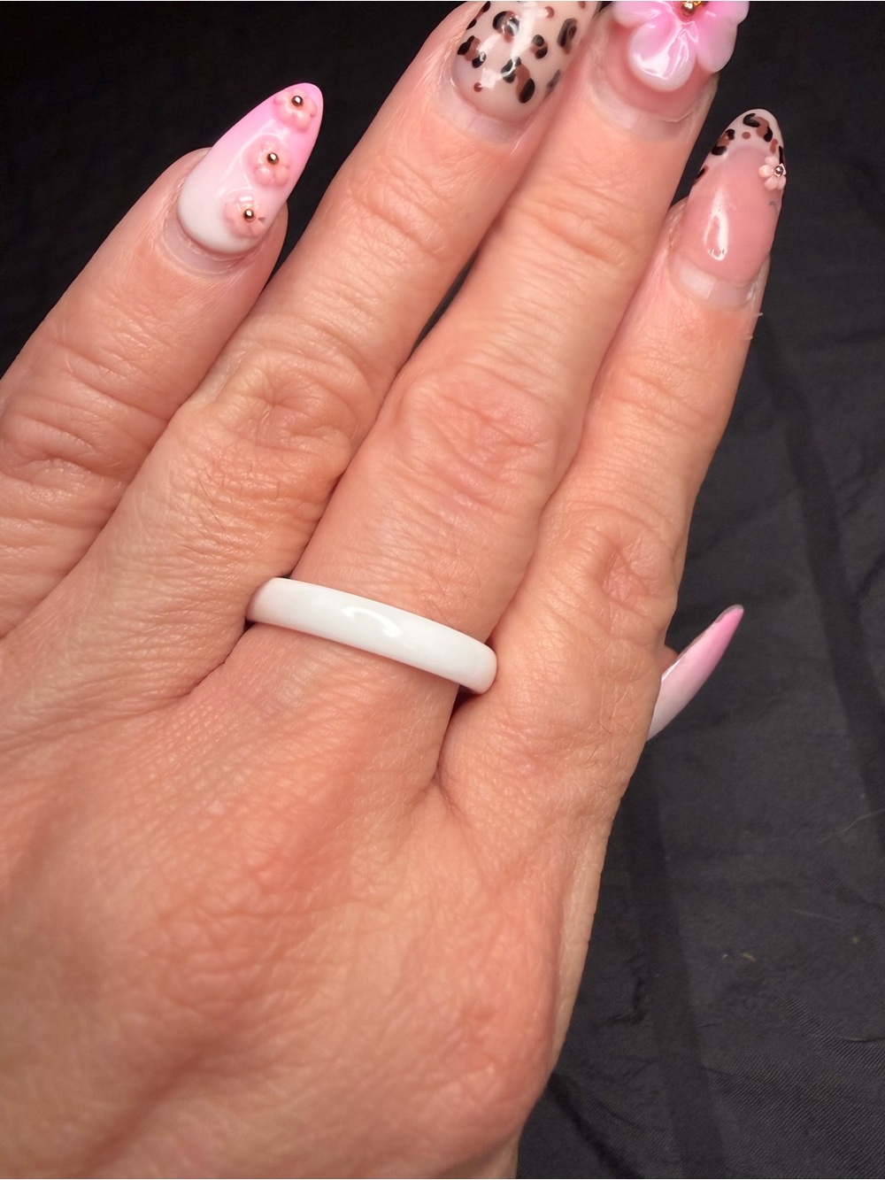 White Ceramic Band Ring Size 10